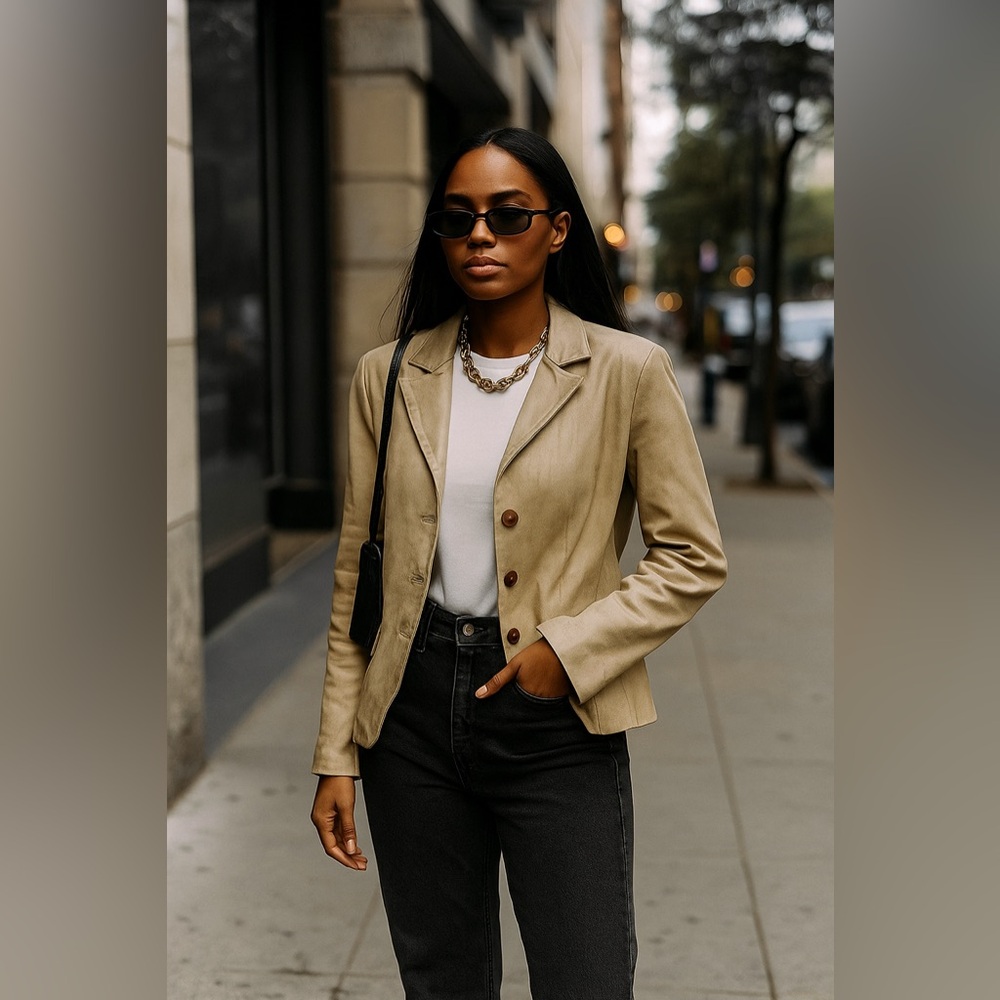 Neto || Leather Blazer NWT
